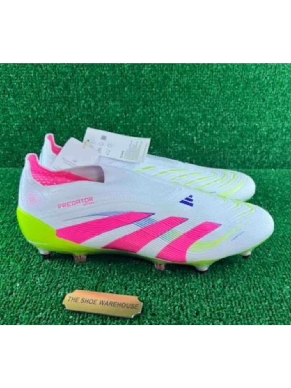 Adidas Predator Elite LL SG Laceless White Pink Soccer Cleats ID3848 Size 5.5